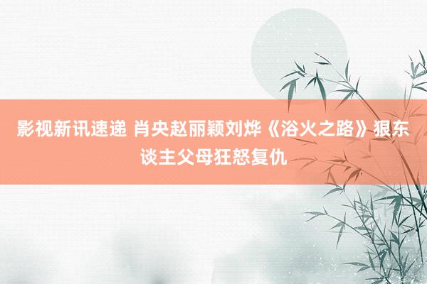 影视新讯速递 肖央赵丽颖刘烨《浴火之路》狠东谈主父母狂怒复仇