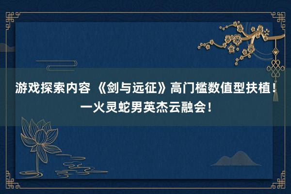 游戏探索内容 《剑与远征》高门槛数值型扶植！一火灵蛇男英杰云融会！