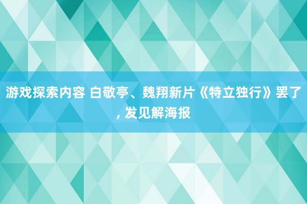 游戏探索内容 白敬亭、魏翔新片《特立独行》罢了, 发见解海报